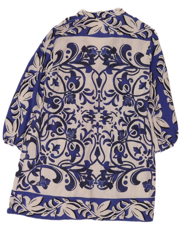 Abito a tunica con maniche a 3/4 da donna Zara UK 18 XL Lino floreale blu