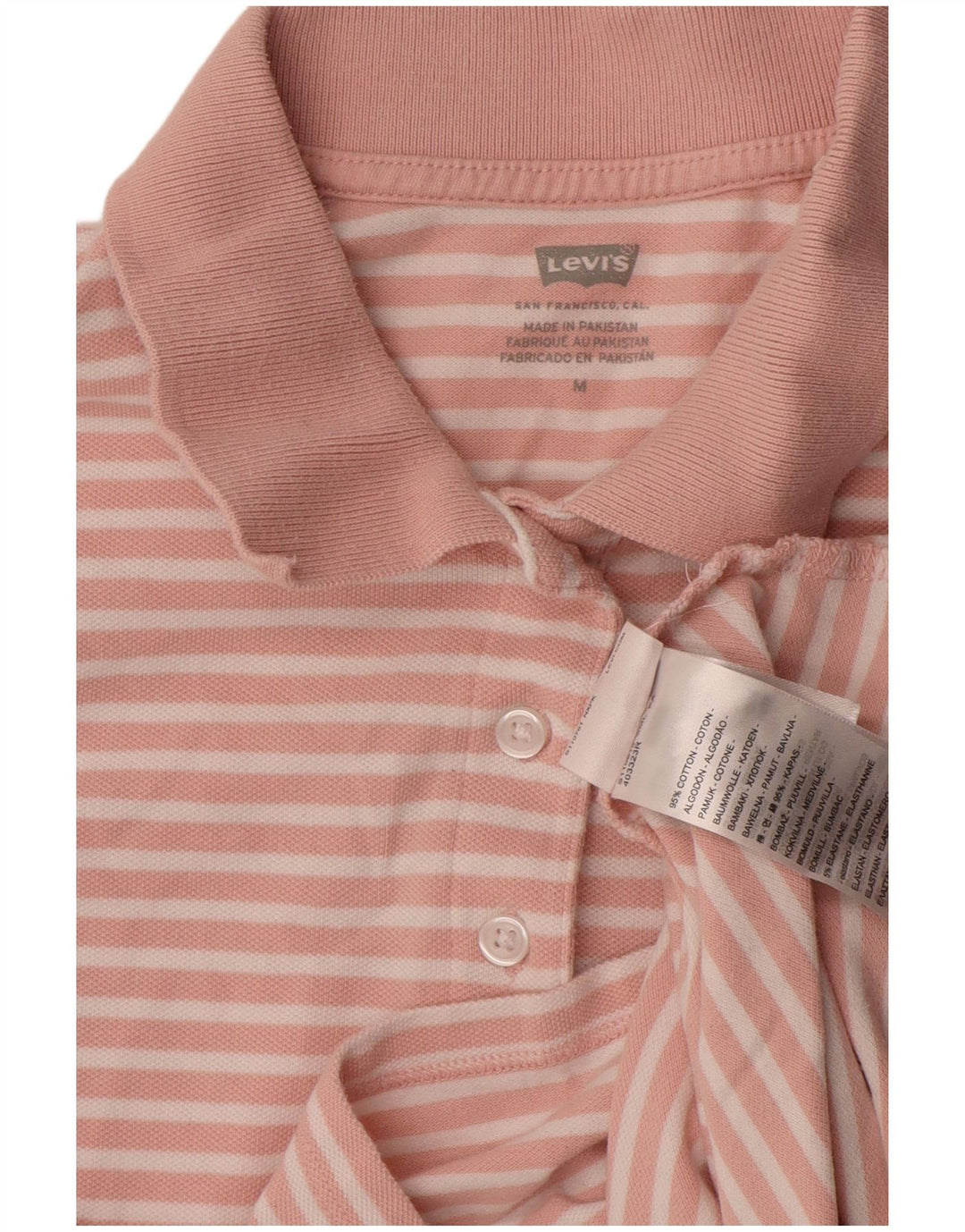 Polo da donna Levi's UK 12 in cotone a righe rosa medio