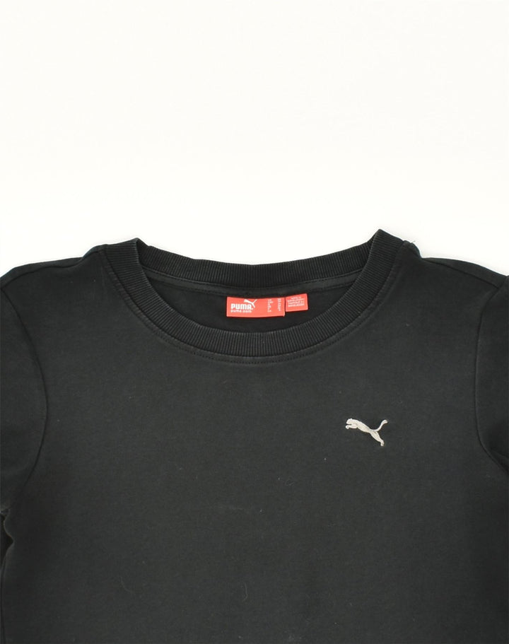 PUMA Womens T-Shirt Top UK 8 Small Black Cotton | Vintage Puma | Thrift | Second-Hand Puma | Used Clothing | Messina Hembry 