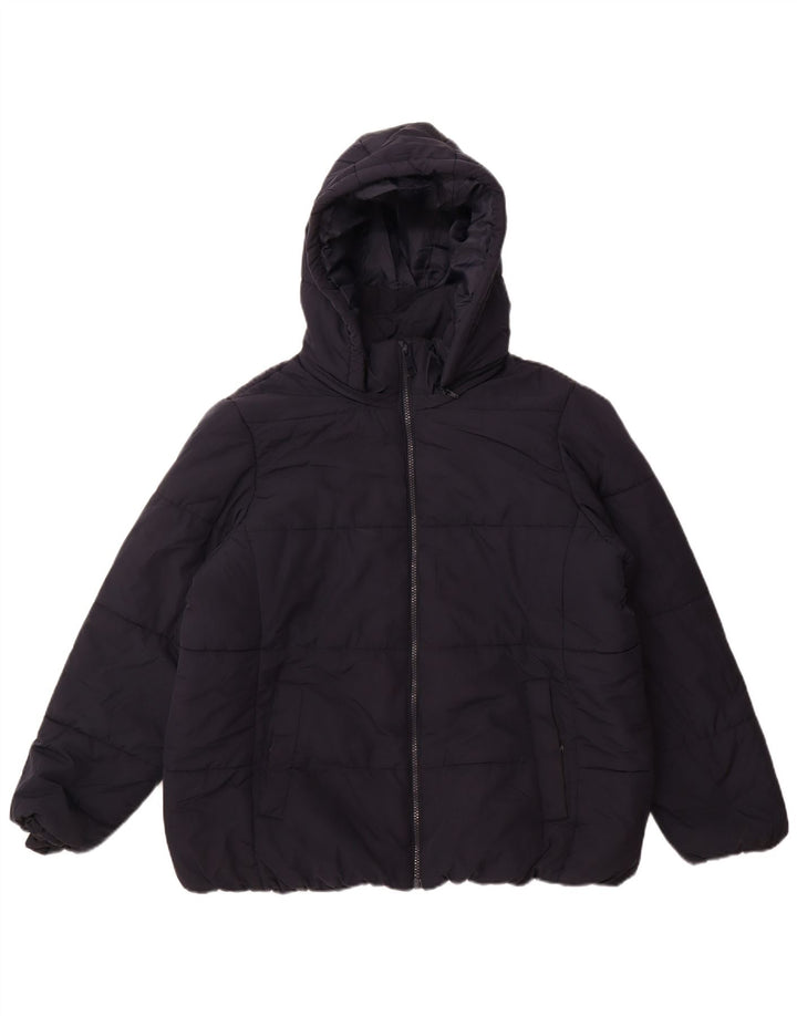 Giacca imbottita con cappuccio da donna Marks & Spencer UK 18 XL poliestere blu navy