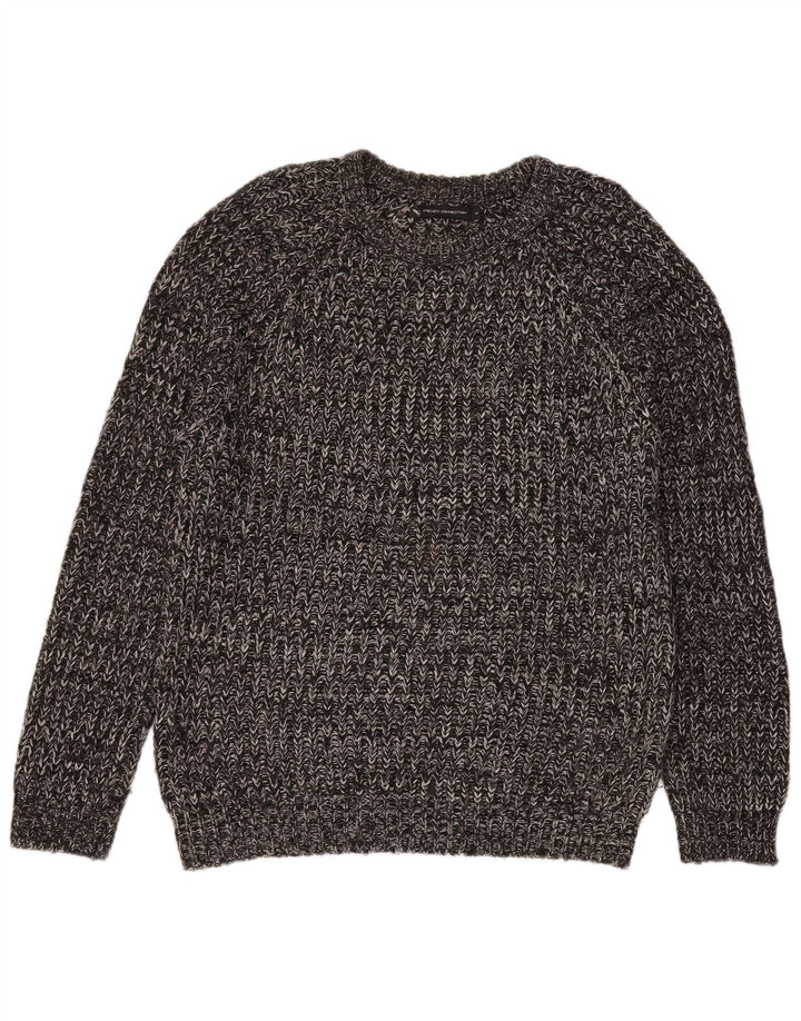 French Connection Maglione da uomo con scollo a barca Maglione in acrilico chiazzato grigio medio