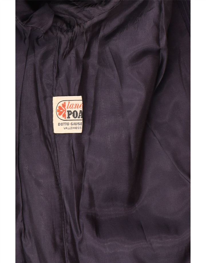 Giacca blazer vintage da donna a 1 bottone IT 46 grande gessato blu navy