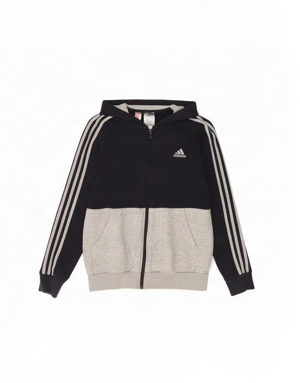Felpa con cappuccio e zip Adidas da bambino 13-14 anni in cotone grigio
