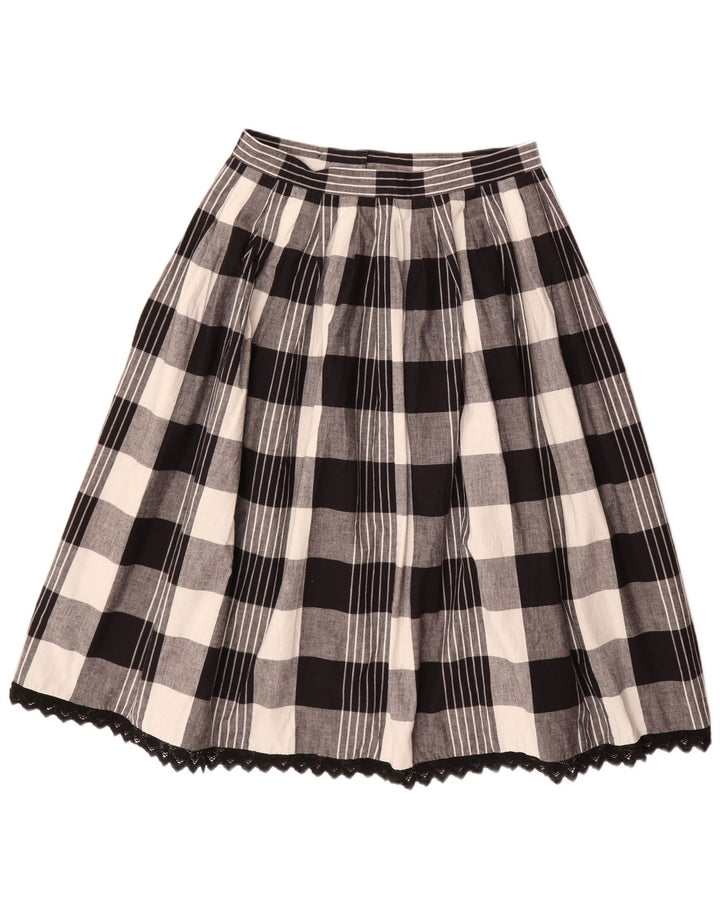 Gonna a trapezio da donna vintage W30 a quadri neri medi