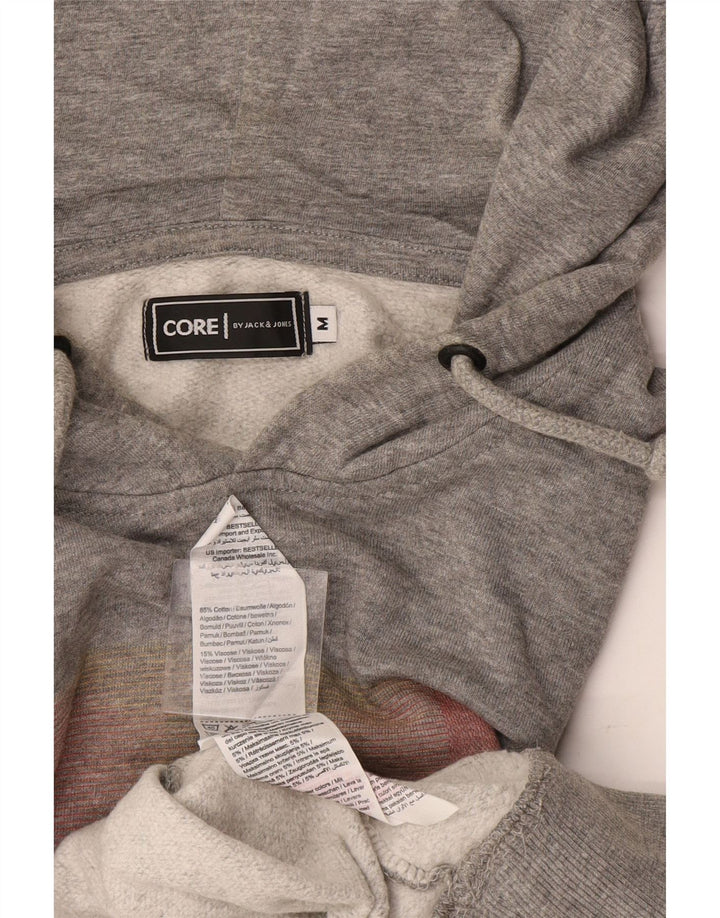 JACK & JONES Maglione con cappuccio grafico da uomo in cotone grigio medio
