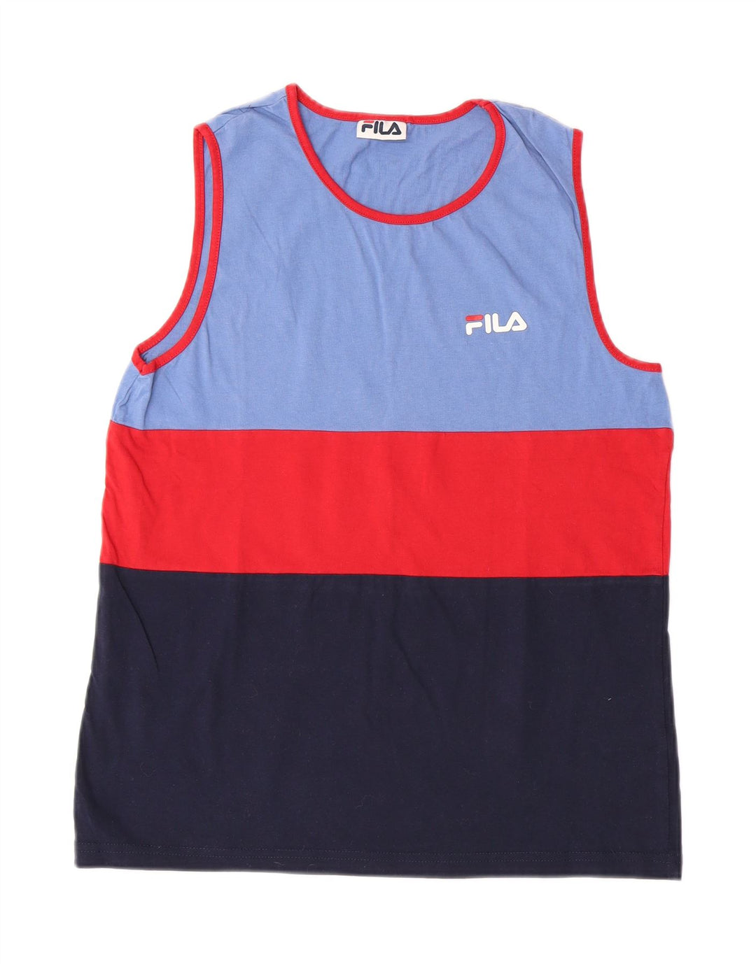 FILA Womens Vest Top UK 14 Medium Multicoloured Colourblock Cotton