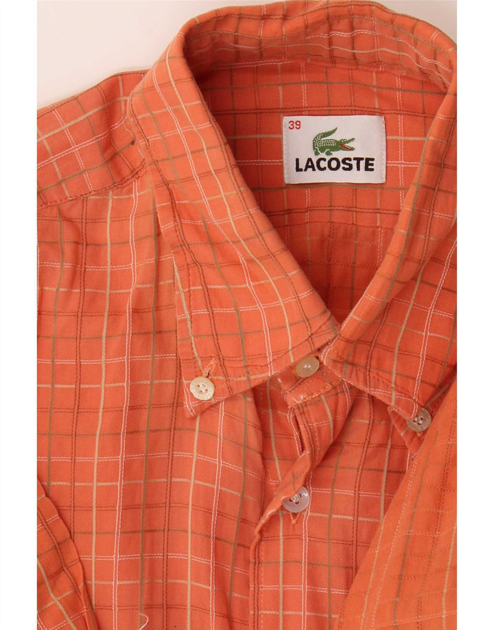 Camicia da uomo Lacoste taglia 39 cotone a quadri arancione medio