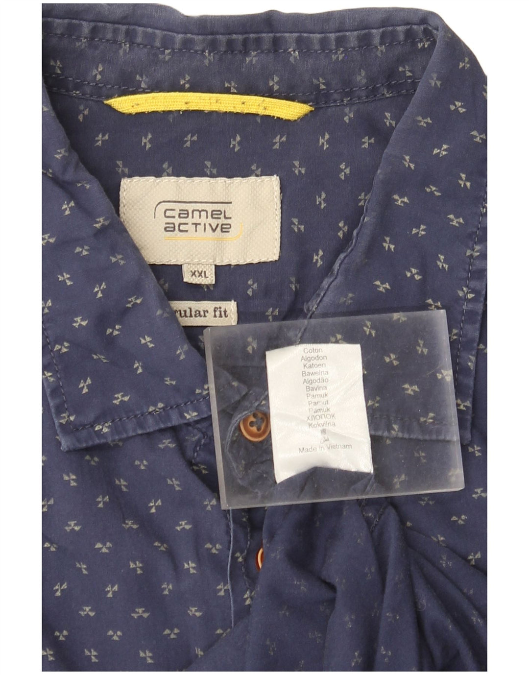 Camicia da uomo vestibilità regolare Camel Active 2XL cotone maculato blu navy