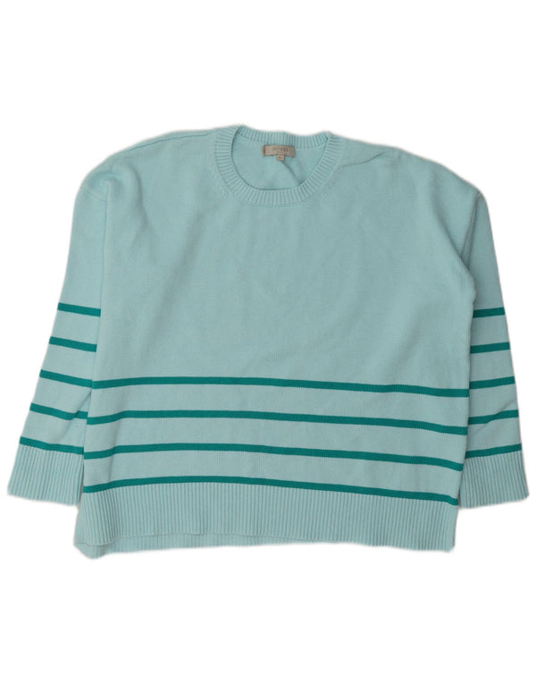 Maglione maglione girocollo da donna Hobbs UK 18 XL cotone a righe turchesi