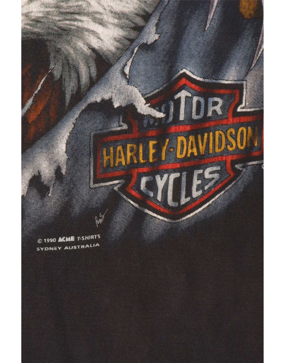 T-shirt grafica da uomo Harley Davidson 1990 Top in cotone grigio medio per motociclisti