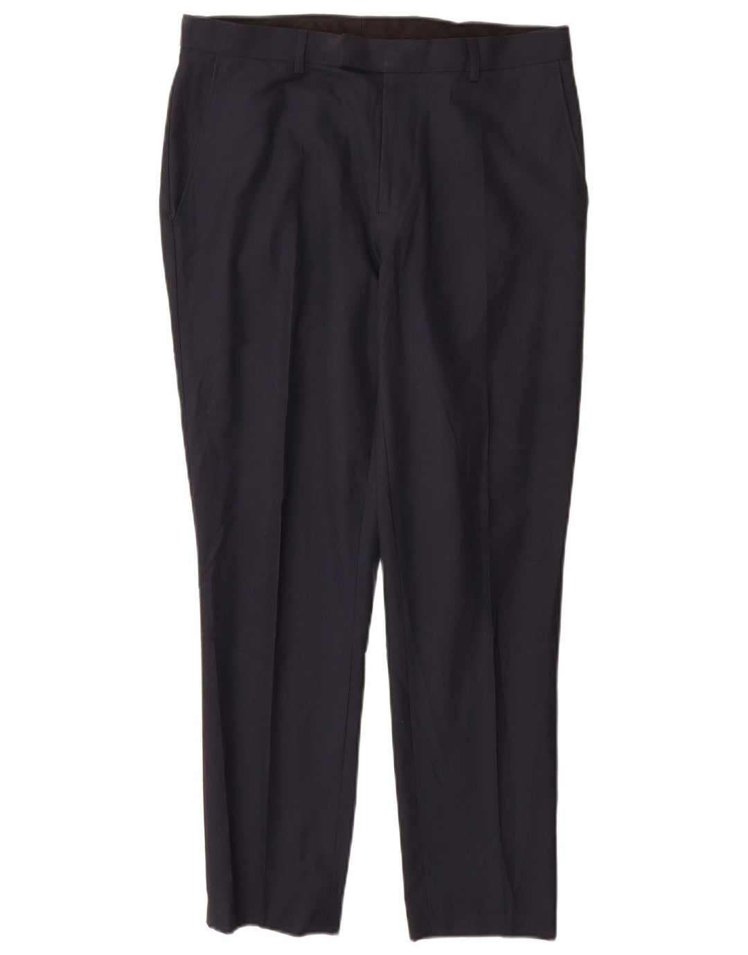 Pantaloni da abito slim da uomo Marks & Spencer W32 L29 poliestere blu navy