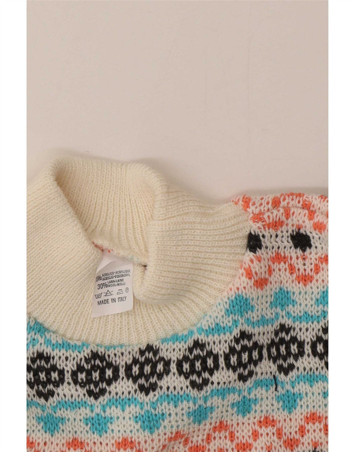 Maglione da uomo vintage con collo alto e maglione medio multicolore Fair Isle