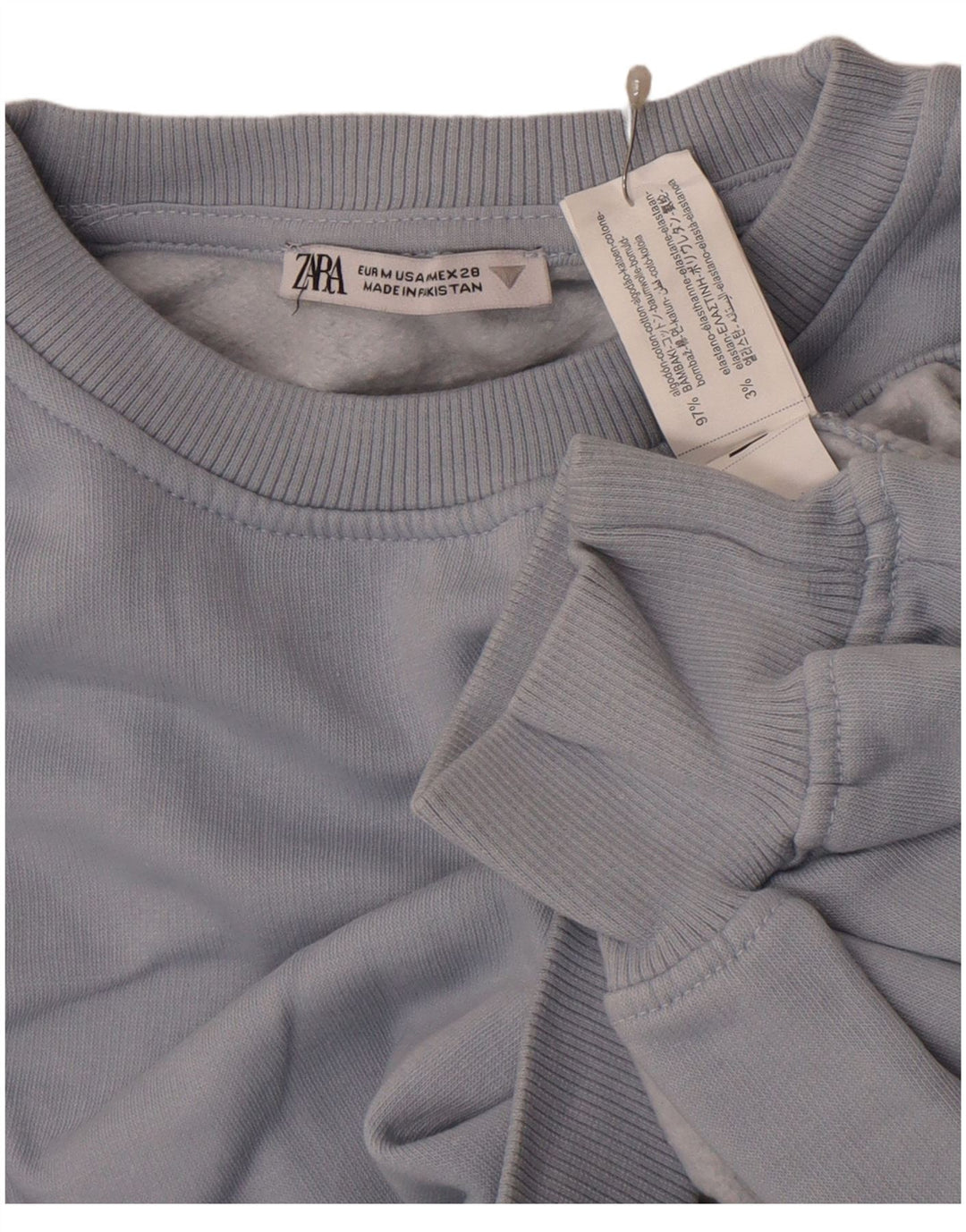Felpa corta da donna Zara UK 14 Cotone grigio medio
