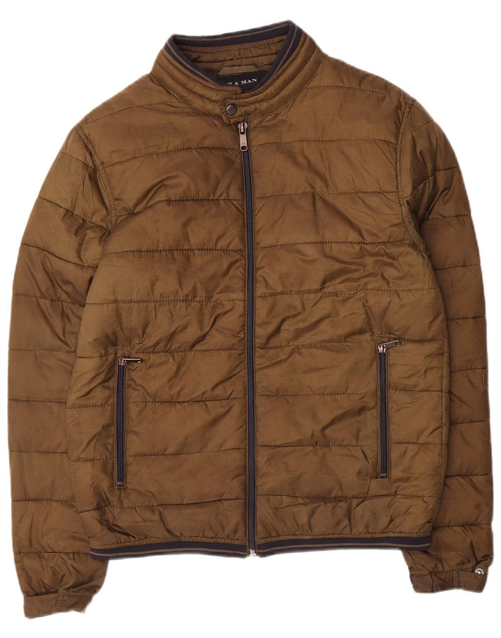 Giacca imbottita da uomo Zara UK 38 Poliestere marrone medio
