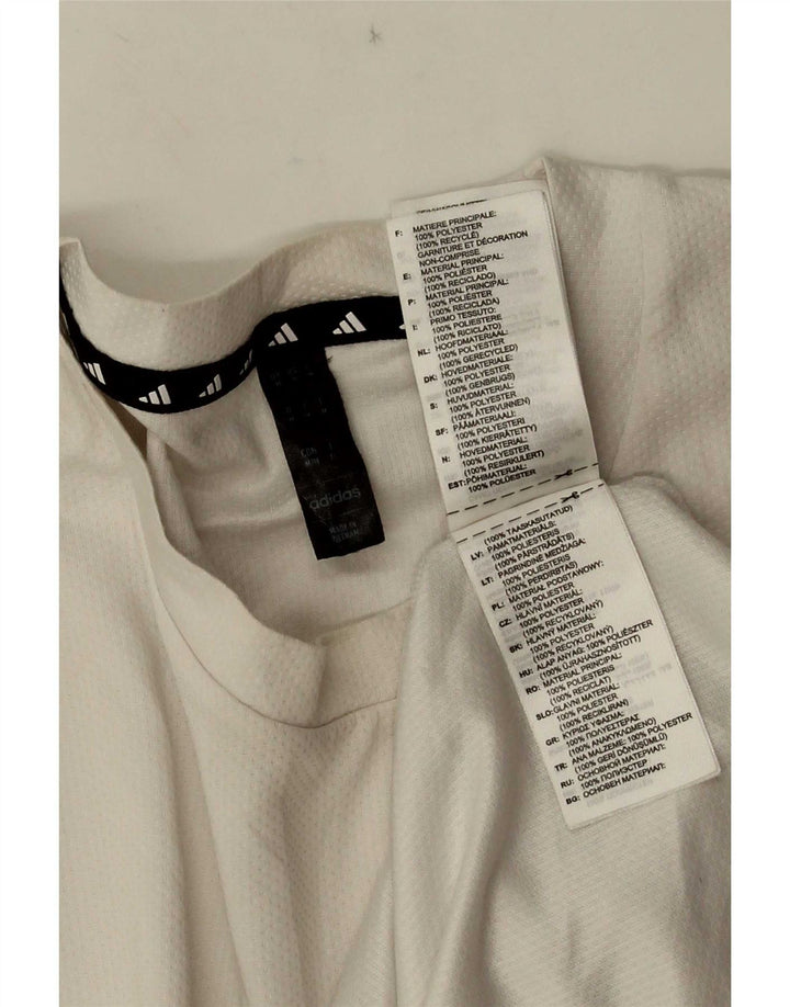 T-shirt Adidas Aeroready da uomo Top in poliestere bianco medio