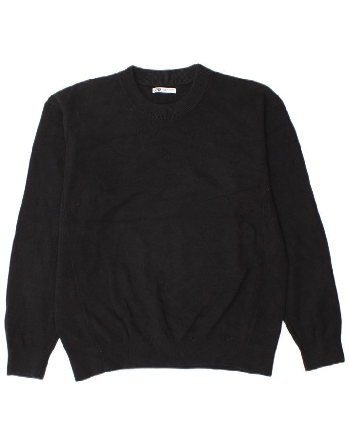 Maglione maglione girocollo da uomo Zara in cotone nero medio