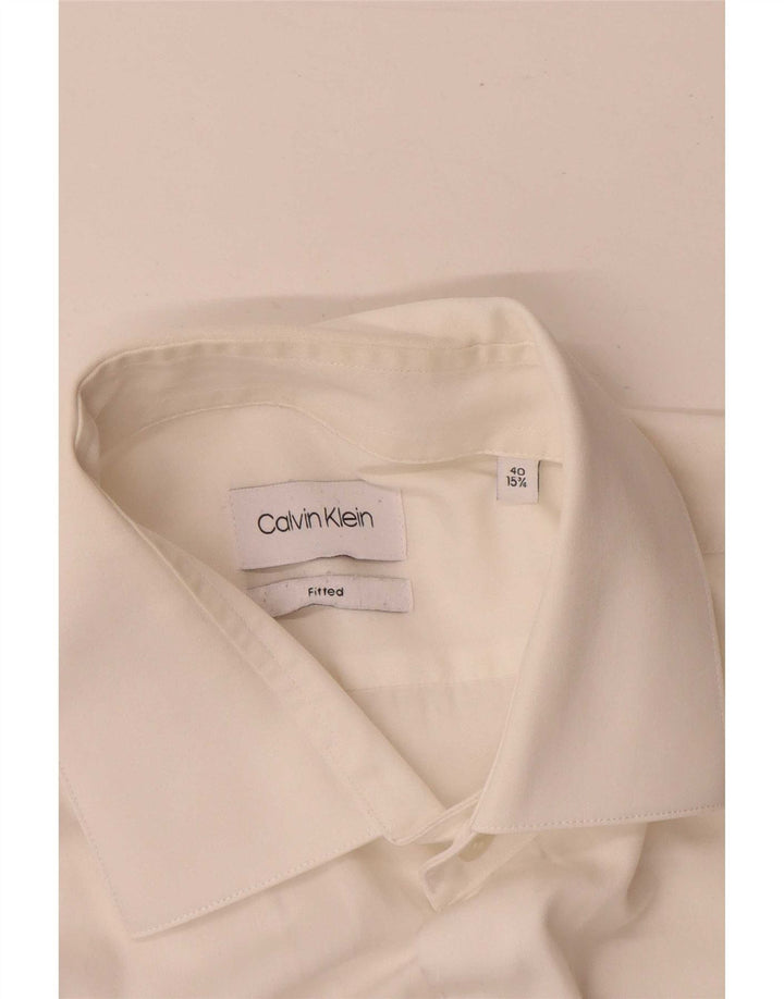 Camicia aderente da uomo Calvin Klein Jeans taglia 40 15 3/4 media bianca classica