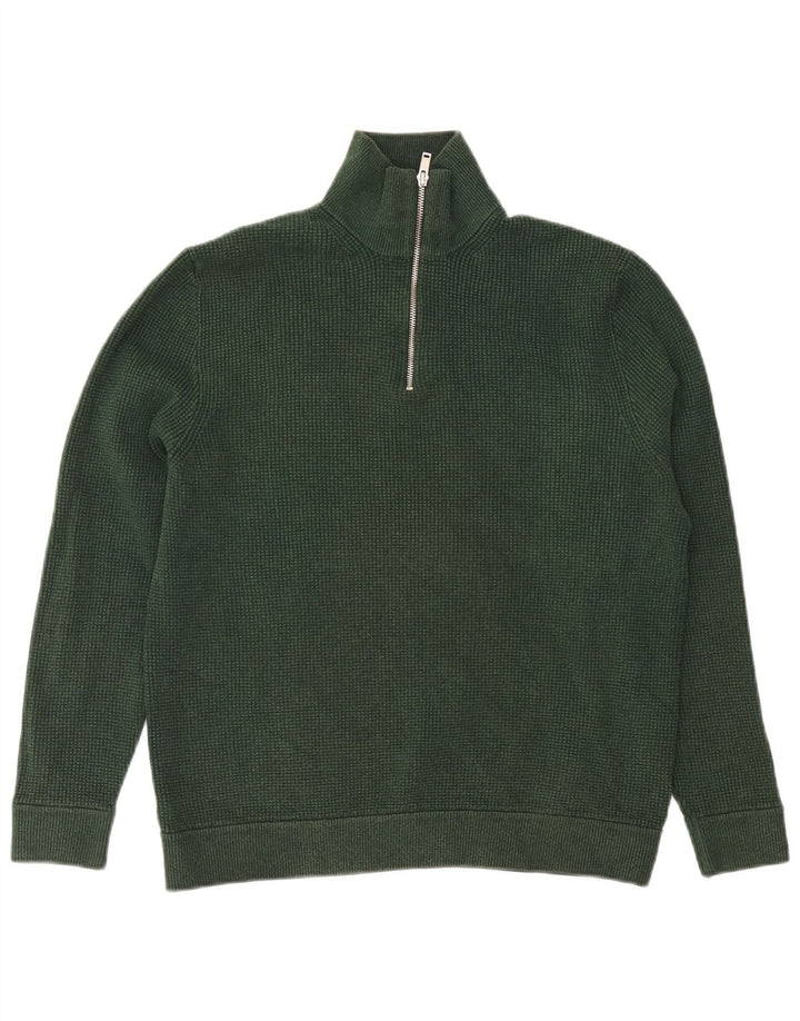 Maglione da uomo Marks & Spencer con zip e collo XL in cotone verde