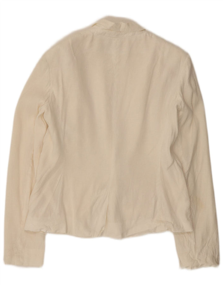 Giacca blazer da donna a 1 bottone French Connection UK 12 Lino bianco medio