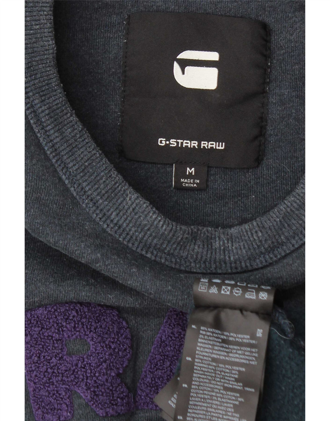 Felpa grafica da uomo G-Star, maglione medio, cotone blu navy