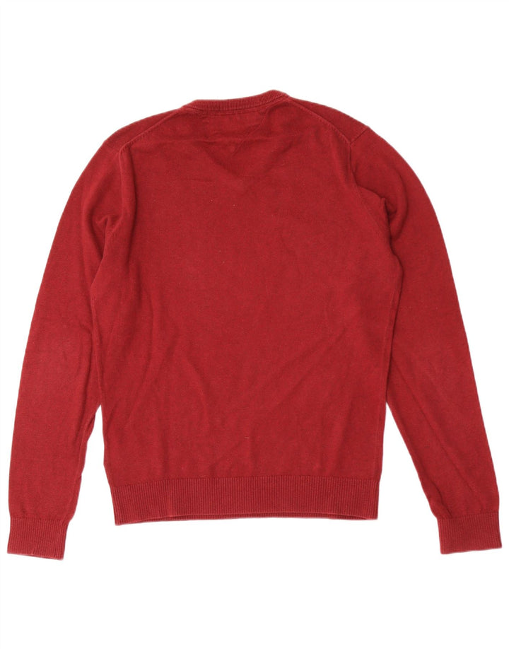 Maglione maglione con scollo a V da uomo Tommy Hilfiger piccolo cotone rosso