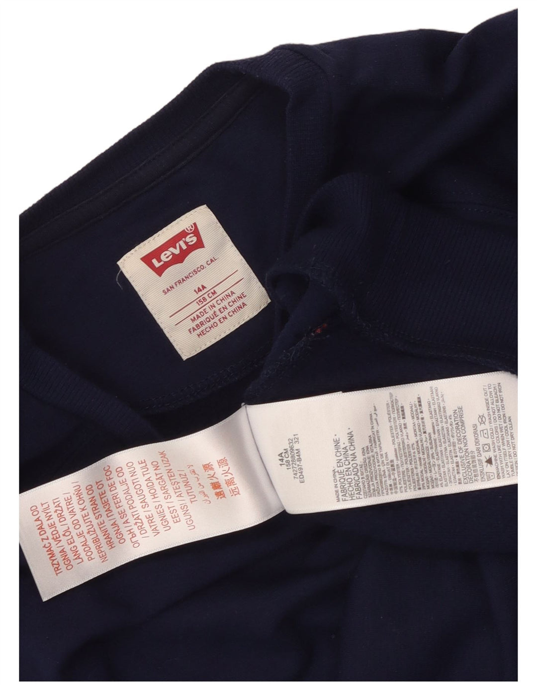 Felpa corta per ragazze Levi's, 13-14 anni, in poliestere blu navy