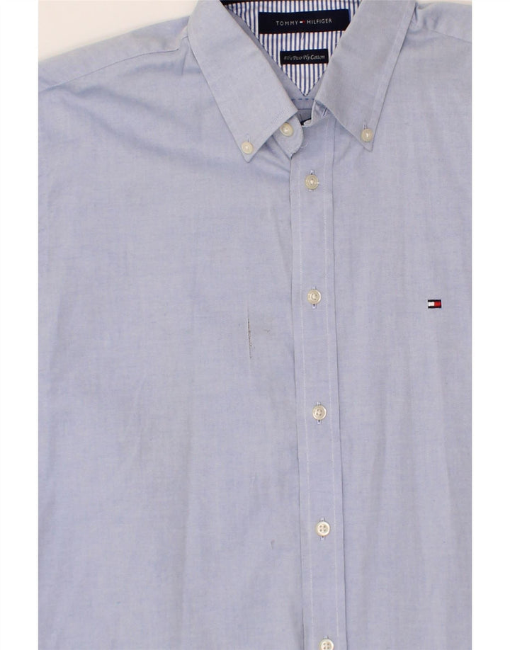 TOMMY HILFIGER Mens Shirt Large Blue Cotton Vintage Tommy Hilfiger and Second-Hand Tommy Hilfiger from Messina Hembry 