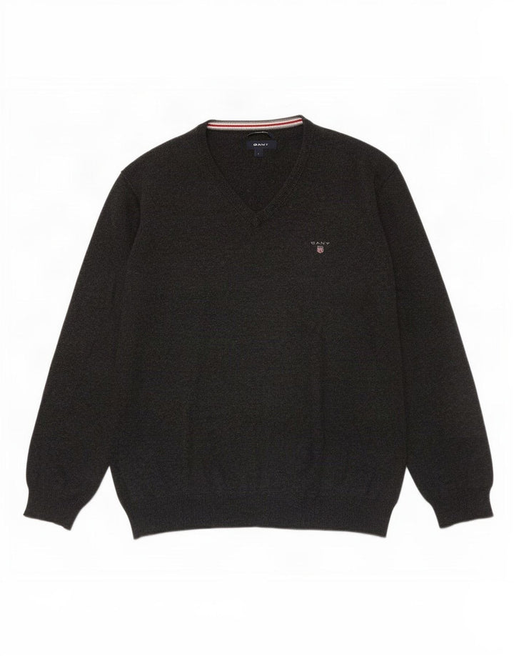 Gant Maglione da uomo con scollo a V grande in cotone grigio