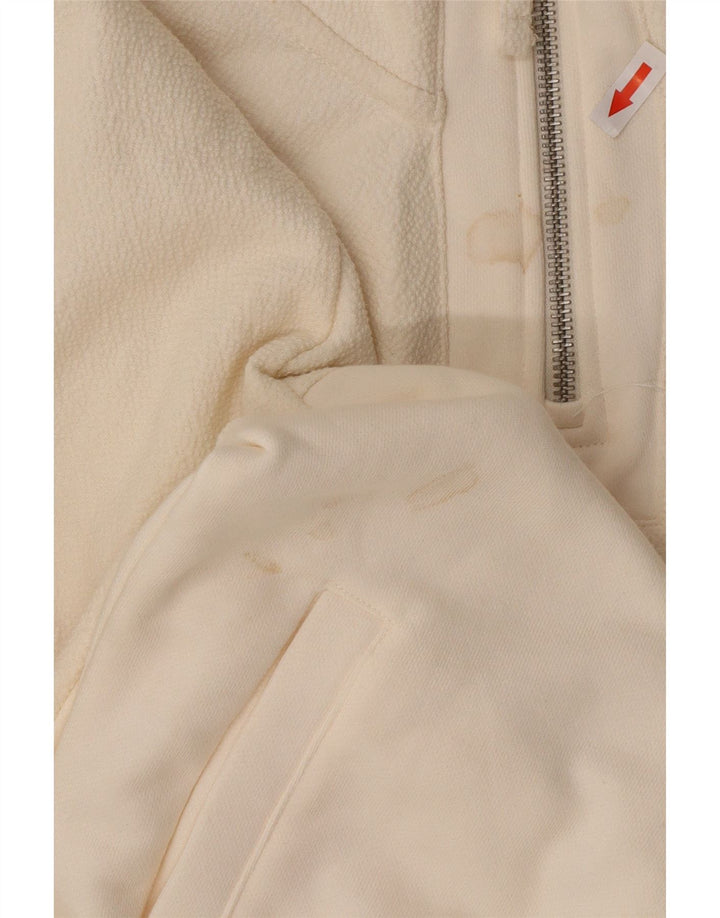 Felpa Zara da uomo con collo con zip, maglione piccolo in poliestere bianco
