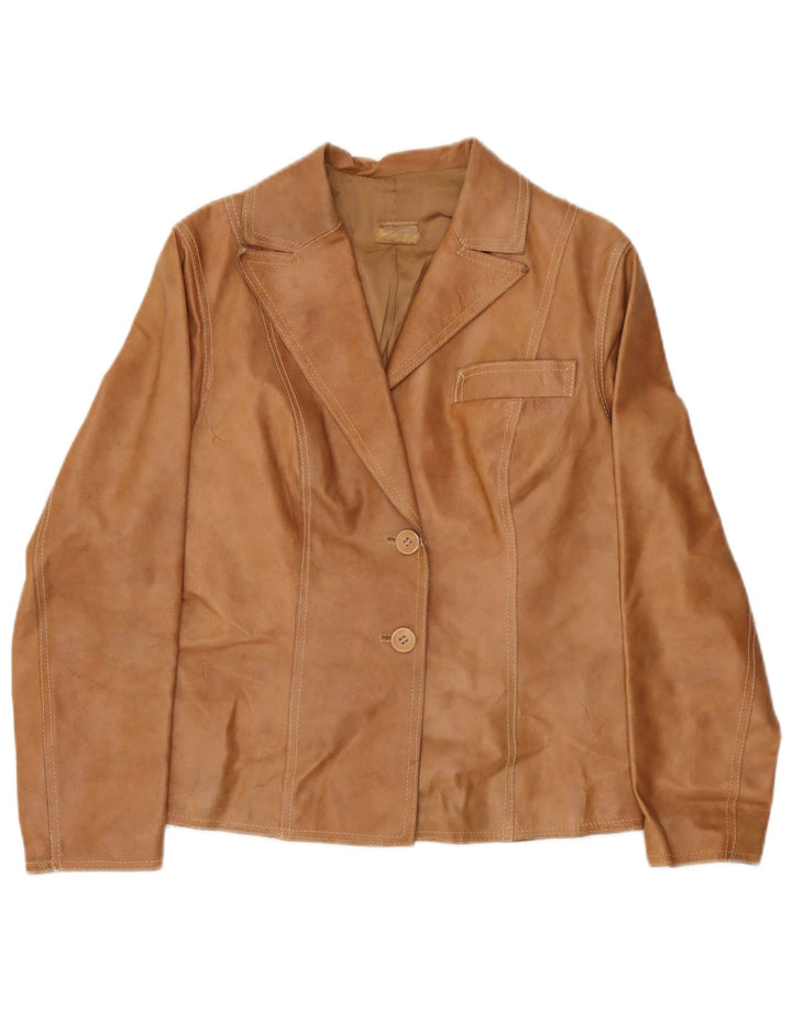 Giacca blazer in pelle da donna a 2 bottoni Mays IT 44 Marrone medio