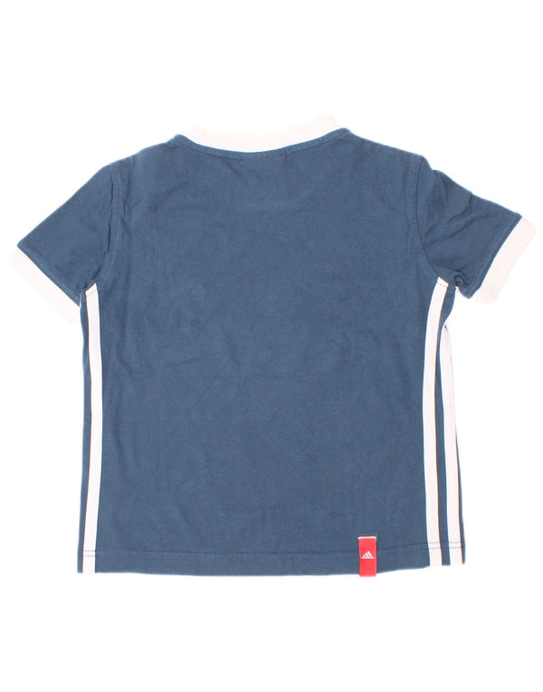 T-shirt Adidas da ragazzo Top 4-5 anni in cotone color block blu