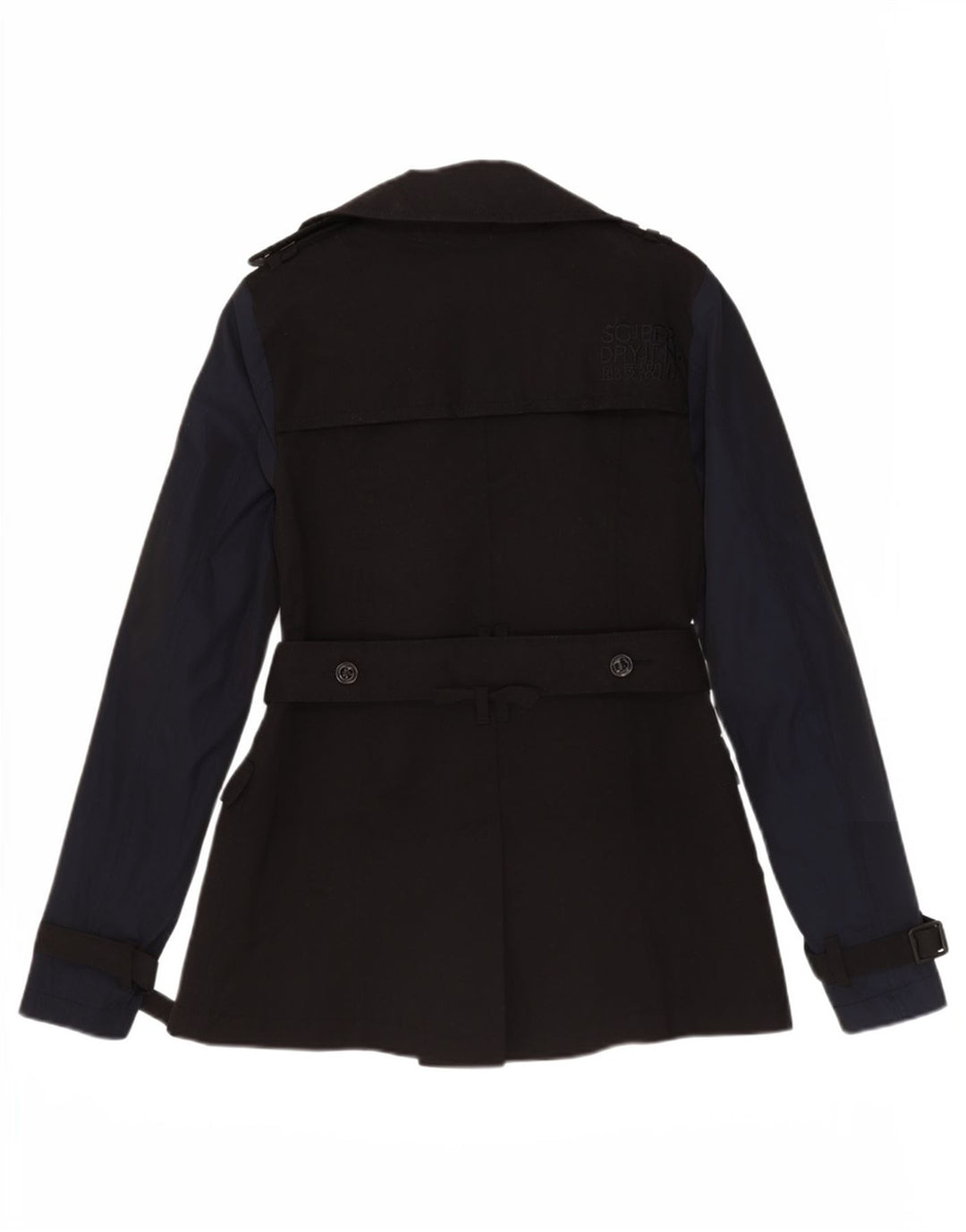 Trench da donna Superdry UK 10 piccolo cotone color block nero