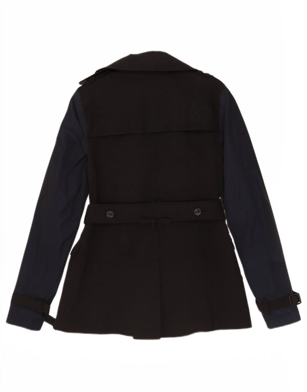 Trench da donna Superdry UK 10 piccolo cotone color block nero