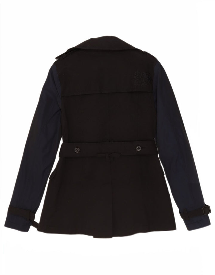 Trench da donna Superdry UK 10 piccolo cotone color block nero