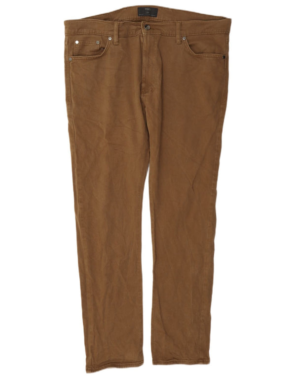 Pantaloni casual slim da uomo Marks & Spencer W38 L31 cotone marrone