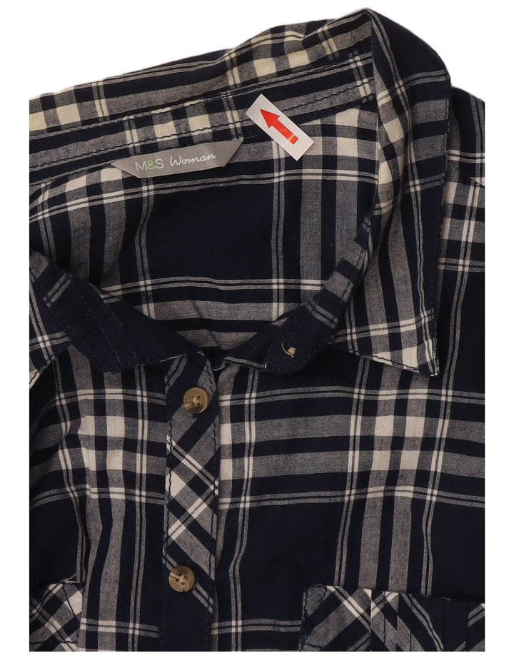 Camicia da donna Marks & Spencer UK 16 Grande cotone a quadri blu navy