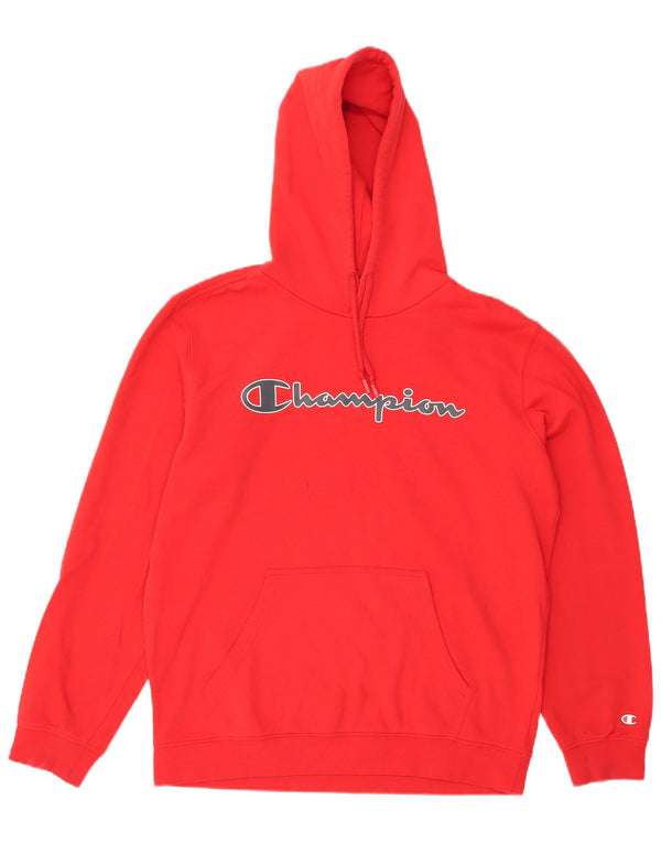 Felpa con cappuccio grafica da uomo Champion Large rossa