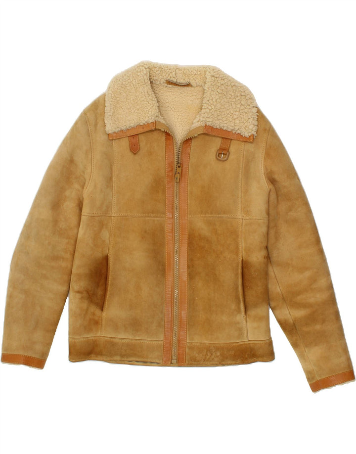 Giacca in shearling da uomo VINTAGE UK 36 Piccolo shearling beige
