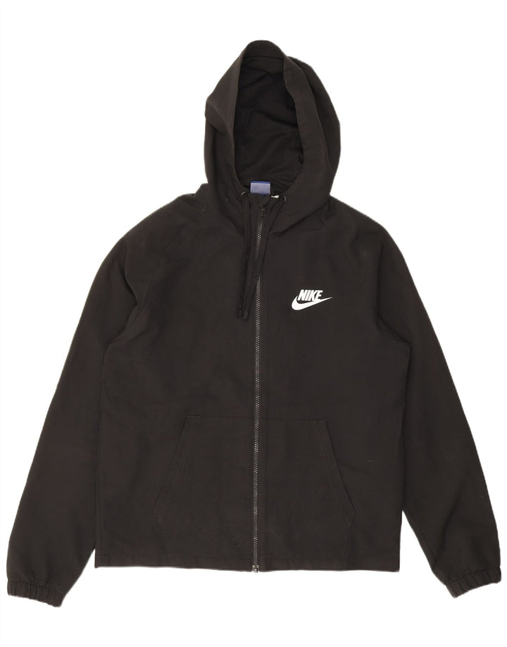 Giacca da tuta da uomo con cappuccio Nike, giacca media, nera, in poliestere
