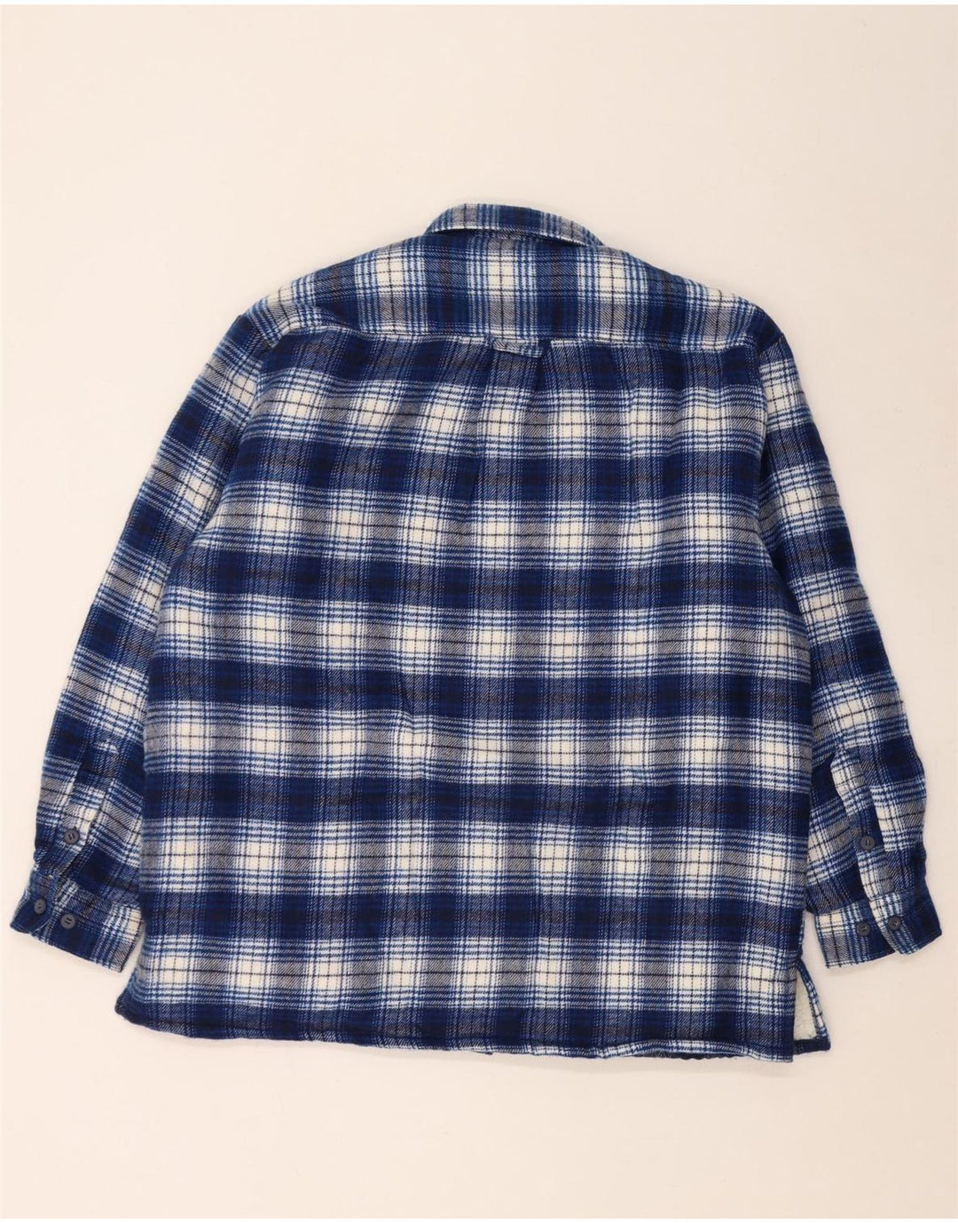 Camicia da uomo vintage in flanella da boscaiolo, grande acrilico a quadri blu