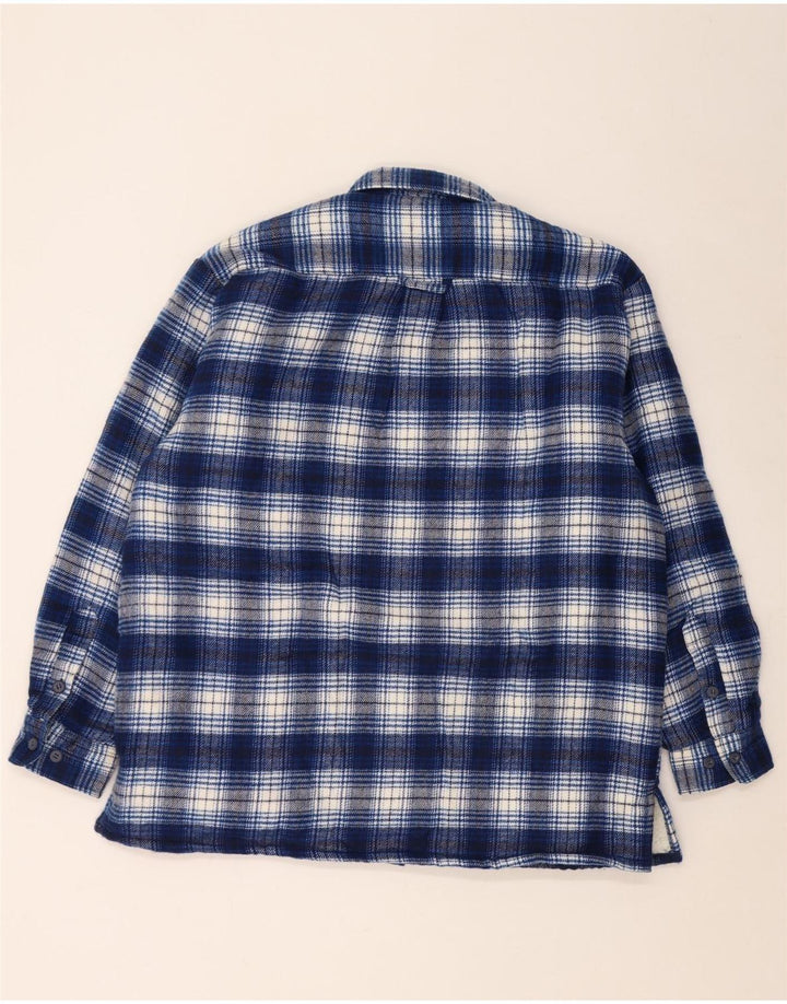 Camicia da uomo vintage in flanella da boscaiolo, grande acrilico a quadri blu