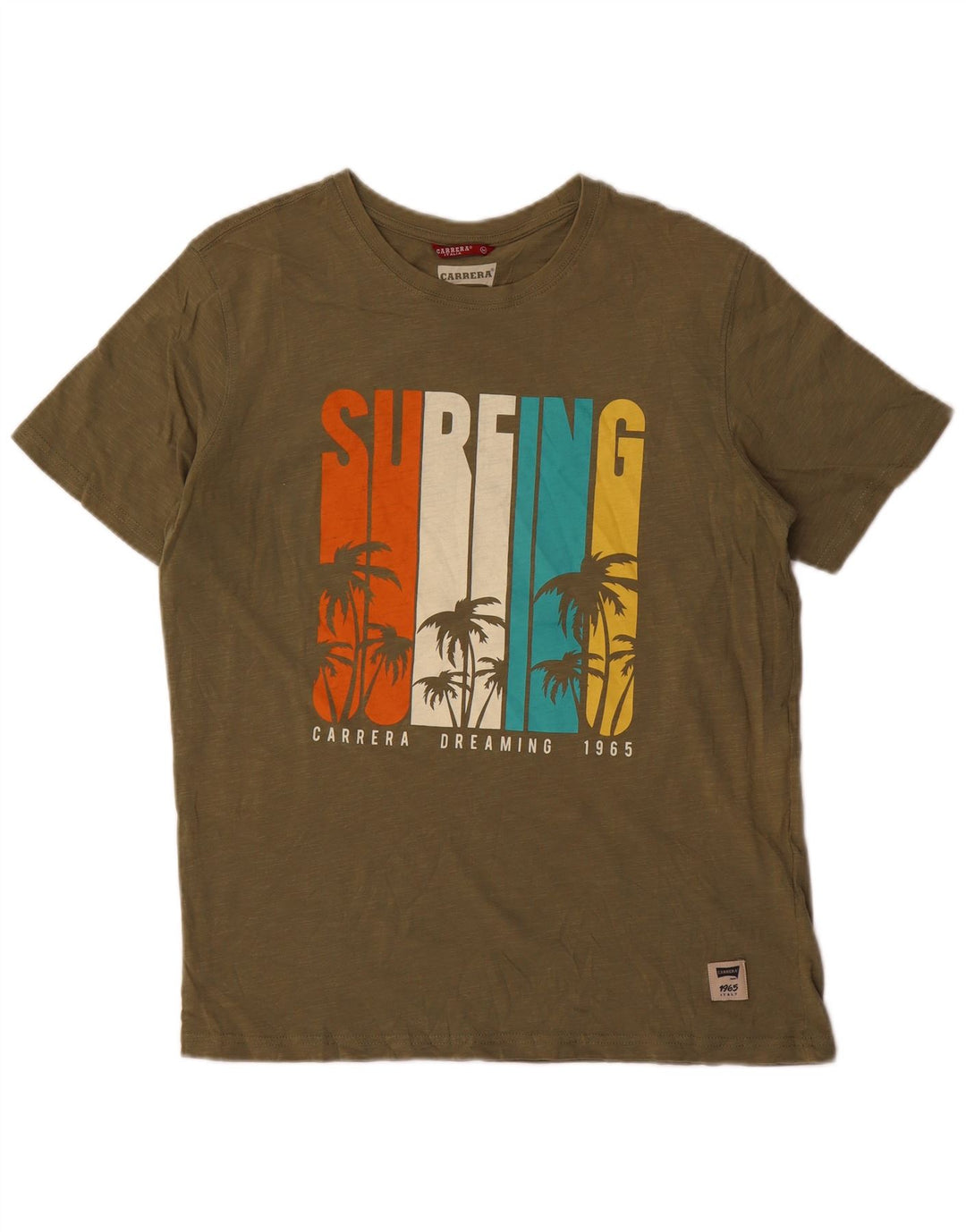 T-shirt grafica da uomo Carrera Top medio kaki chiazzato