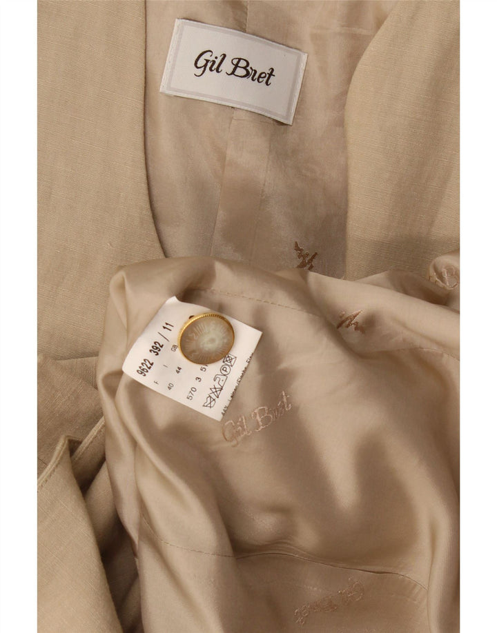 Giacca blazer a 3 bottoni da donna Gil Bret UK 12 Lino beige medio