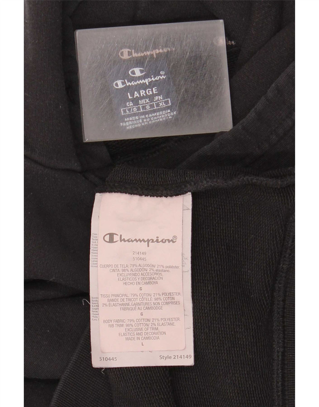 Maglione con cappuccio da uomo Champion grande in cotone nero