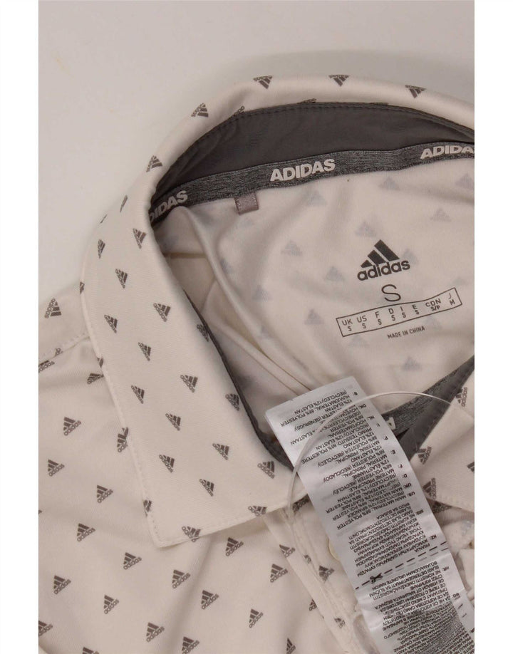 Polo grafica da uomo Adidas piccola in poliestere bianco