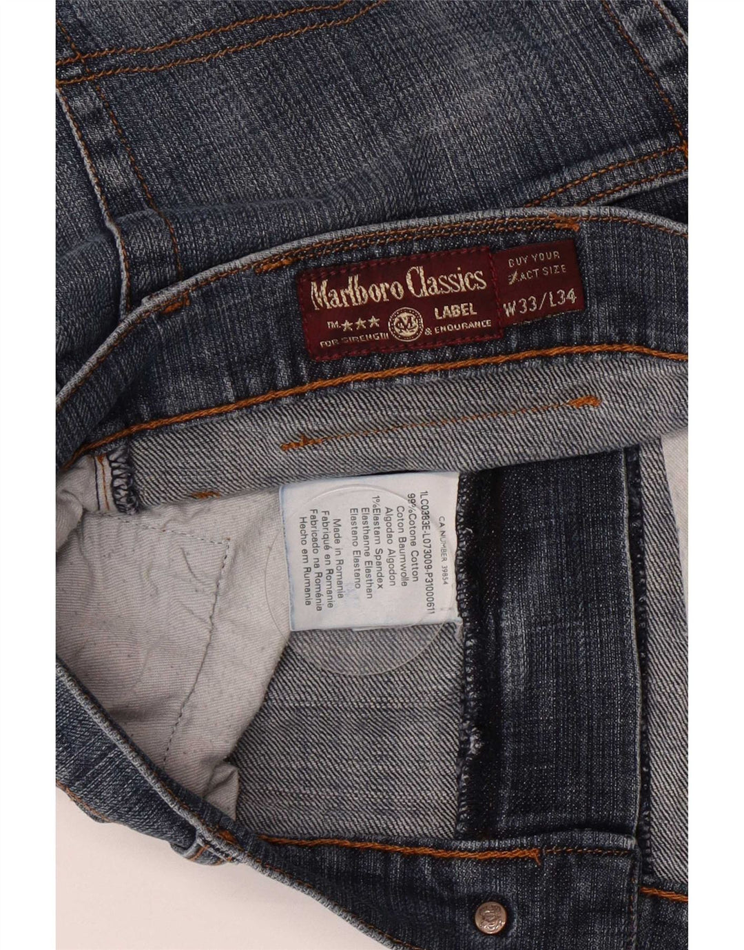 Jeans dritti da uomo Marlboro Classics W33 L34 cotone blu