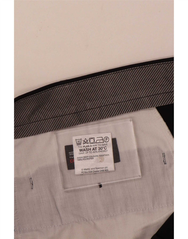 Pantaloni da abito con pegging da uomo Marks & Spencer W40 L33 poliestere blu navy