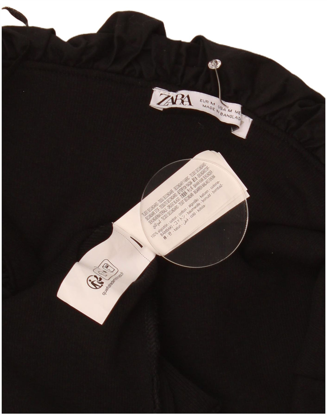 Abito Zara da donna con spalle scoperte UK 12 cotone nero medio