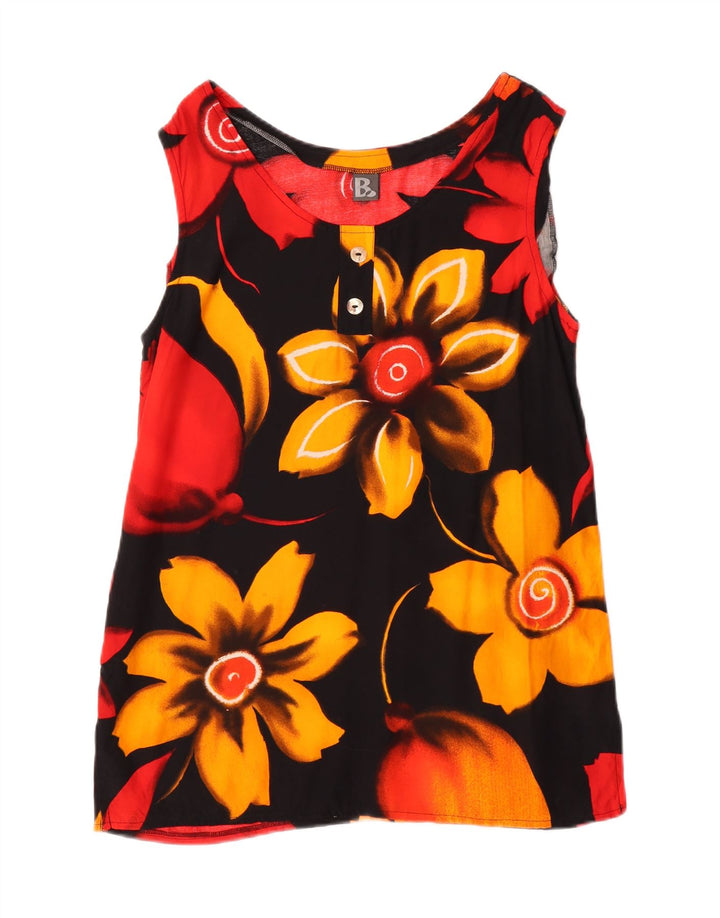 VINTAGE Womens Blouse Top EU 38 Medium Black Floral Viscose Vintage Vintage and Second-Hand Vintage from Messina Hembry 