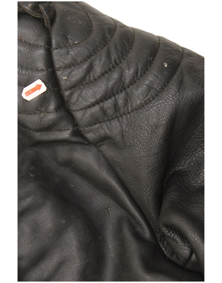 Giacca da motociclista in pelle vintage da donna UK 22 3XL Pelle nera